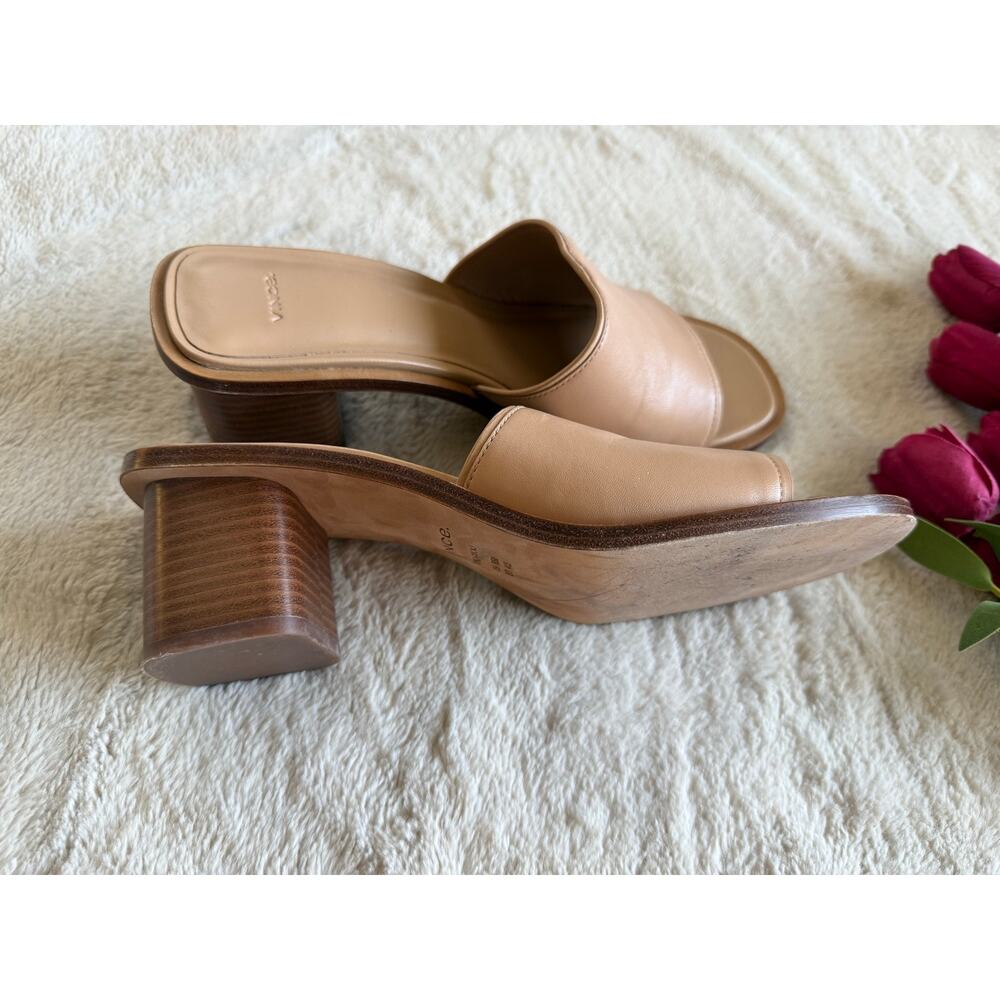Vince Donna Block Heel Slip on Sandal Size 9.5M Leather - Picture 2 of 4